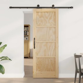 Porta Deslizante vidaXL com Conjunto de Ferragens 73.5x198.5 cm Madeira Maciça de Pinus