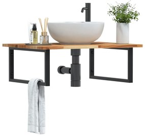 vidaXL Prateleira de parede p/ lavatório aço/madeira de acácia maciça