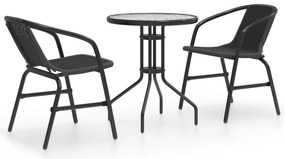 vidaXL 3 pcs conjunto de jantar para jardim preto