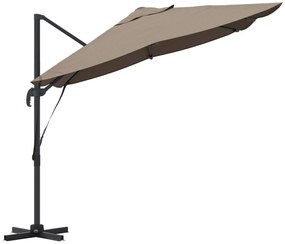 Guarda-sol de Braço Articulado Taupe Poliéster Grande Dobrável
