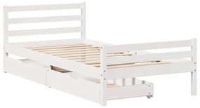 Cama sem colchão 100x200 cm madeira de pinho maciça branco