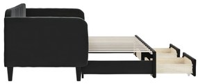 Sofá-cama com gavetão e gavetas 80x200 cm veludo preto
