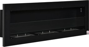 HOMCOM Lareira de Bioetanol de Parede com Depósito de 1 L Tempo de Combustão 3H para Interiores 20 m² 120x15x40 cm Preto | Aosom Portugal
