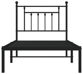 Estrutura de cama com cabeceira 80x200 cm metal preto