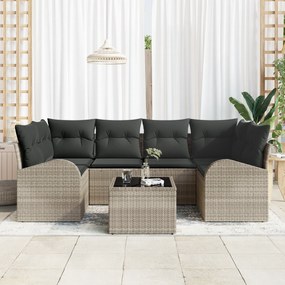 Conjunto de Sofá de Jardim de 7 Peças com Almofadas de Rattan Sintétic