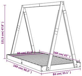 Estrutura de cama infantil 80x160 cm pinho maciço