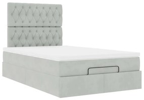 Estrutura de cama otomana com colchões cinza claro Veludo