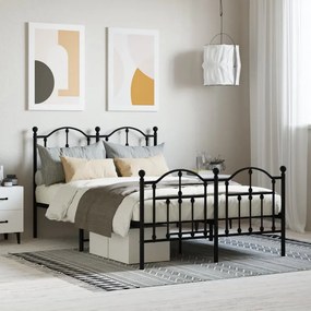 vidaXL Estrutura de cama com cabeceira e pés 120x200 cm metal preto