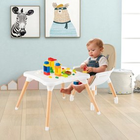 Cadeira refeição alta para bebés e crianças pequenas, conversível 6 em 1 tabuleiro removível bege e branco
