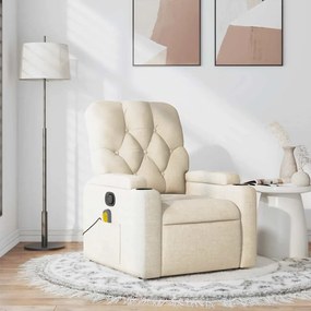 Poltrona de massagens reclinável tecido cor creme