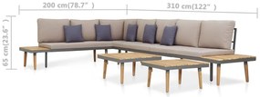 7 lugares conjunto lounge jardim + almofadões acácia castanho