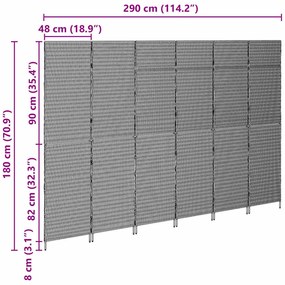Divisória 6 Painéis Dobrável Bege 294x180 cm Polyrattan