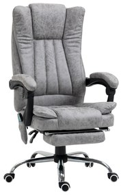 Vinsetto Cadeira de Escritório com 6 Pontos de Massagem Giratória Encosto Reclinável 135º Função de Aquecimento 62x67x113-120 cm Cinza | Aosom Portugal