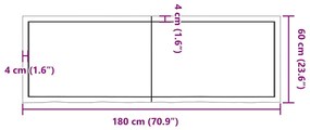 Prateleira de parede 180x60x(2-6)cm carvalho maciço não tratado