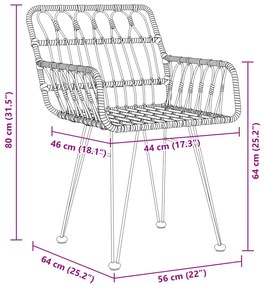 Conjunto de Jantar Jardim 3 Peças Preto Poliéster Rattan