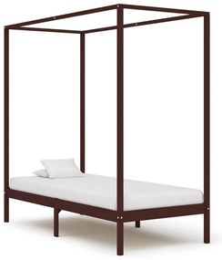 Estrutura cama com toldo 100x200cm pinho maciço castanho-escuro