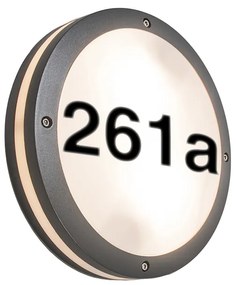 Candeeiro de Parede Exterior Antracite com Número de Casa IP54 - Glow Moderno