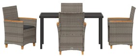 Conjunto de jantar de jardim com 5 peças e almofadas cinza em rattan s
