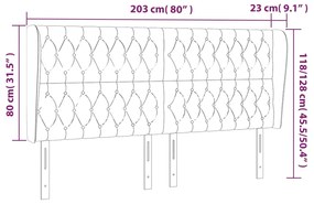 Cabeceira cama c/ abas tecido 203x23x118/128 cm cinzento-claro