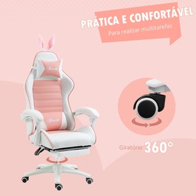 Vinsetto Cadeira Gaming Profissional Cadeira Gamer Giratória de Couro