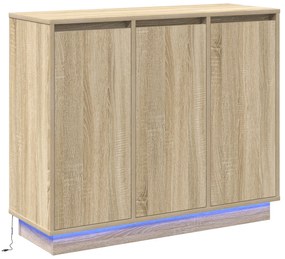 Sideboard vidaXL com LED Carvalho Sonoma 90x32x75 cm em madeira engenh