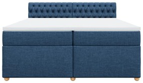 Cama com molas/colchão 200x200 cm tecido azul