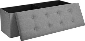 Banco com espaço de arrumação, dobrável, 110 x 38 x 38 cm, cinzento claro
