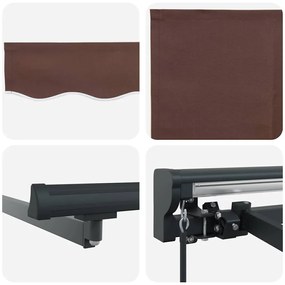 Toldo Retrátil Manual Castanho 300x250 cm Poliéster