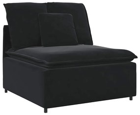 Sofá modular com pufes e almofadas veludo preto