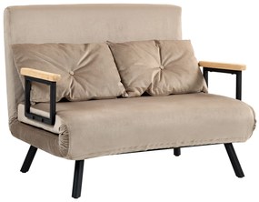 HOMCOM Poltrona Cama de Hóspedes Apoio de Braço de Madeira Estrutura de Aço Até 120 Kg 102x73x81 cm Marrom Claro | Aosom Portugal
