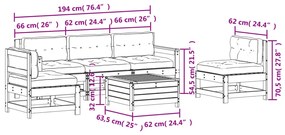 6 pcs conjunto lounge de jardim c/ almofadões pinho impregnado
