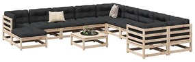 12 pcs conjunto sofás de jardim madeira de pinho maciço
