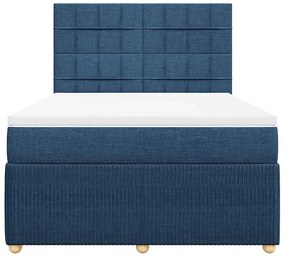 Cama com molas/colchão 140x200 cm tecido azul