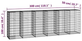 Muro gabião com tampas aço galvanizado 300x50x100 cm