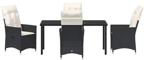 Conjunto de Jantar de Jardim 5 Peças com Almofadas em Rattan Poly Pret