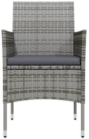 7 pcs conjunto de jantar p/ jardim c/ almofadões cinza e preto