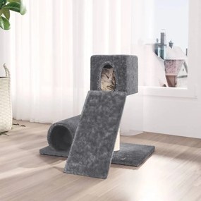 vidaXL Árvore p/ gatos c/ poste arranhador sisal 59 cm cinzento-escuro