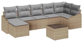 Conjunto de Sofá de Jardim de 8 Peças da com Almofadas de Rattan Preto