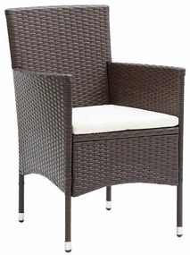 Conjunto de Jantar para Jardim de 3 Peças em Rattan Sintético Castanho