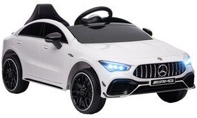 AIYAPLAY Carro Elétrico para Crianças Carro Mercedes AMG CLA 45 com Bateria 12V  Faróis LED Buzina e Música 110x61x45 cm Branco