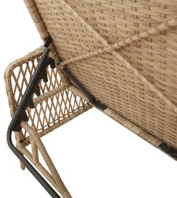 Espreguiçadeira Bege e creme Vime PE 157 x 55 x 92 cm Dobrável
