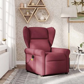 vidaXL Poltrona de massagens reclinável tecido vermelho tinto