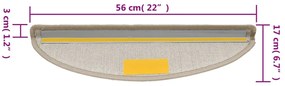 Tapetes de escada 15 pcs 56x17x3 cm cinzento-acastanhado