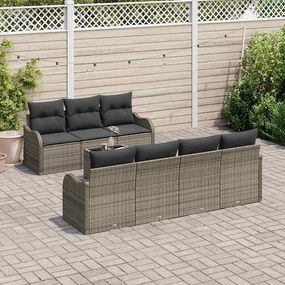 Conjunto de Sofá de Jardim com 8 Peças e Almofadas Cinzas de Rattan e
