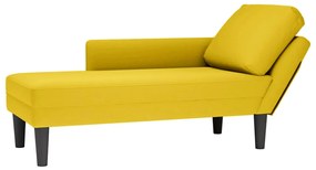 Chaise lounge c/almofada/apoio de braços direito veludo amarelo