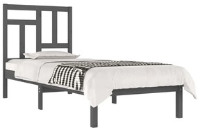 Estrutura cama solteiro 90x200 cm pinho maciço cinzento