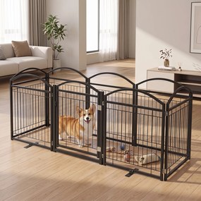 Vedação para Cães, 480 x 81 cm, 8 Painéis Modulares e Dobráveis, Preto
