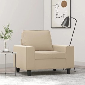 vidaXL Poltrona 60 cm tecido de microfibra cor creme
