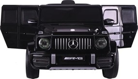 Carro elétrico para crianças Mercedes G63 12V pneus de borracha, banco em pele Preta