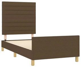 Estrutura de cama sem colchão 100x200 cm tecido castanho-escuro